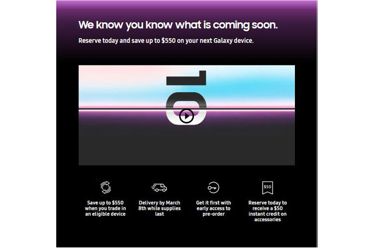 Samsung Galaxy S10 reservation page goes live in the US ahead of official launch