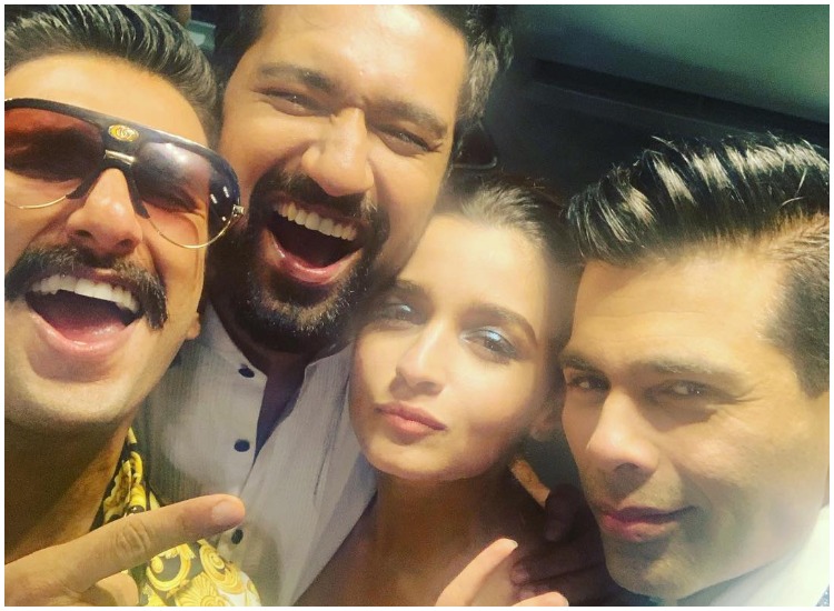 Takht: Karan Johar shares epic selfie with Ranveer Singh, Alia Bhatt and Vicky Kaushal