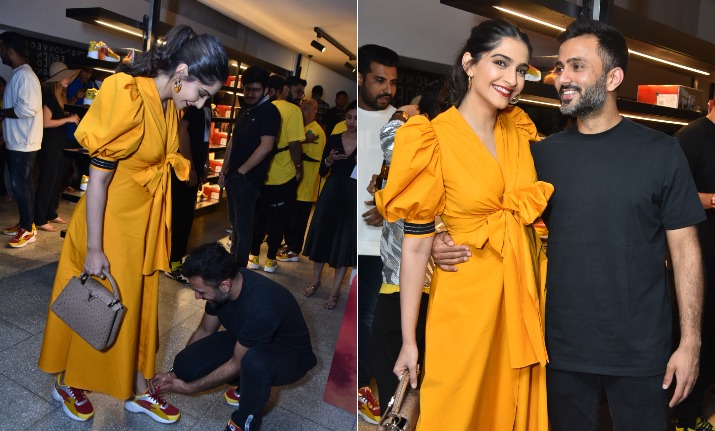 Anand Ahuja ties laces for wife Sonam Kapoor in viral picture, fans find it cute&nbsp;