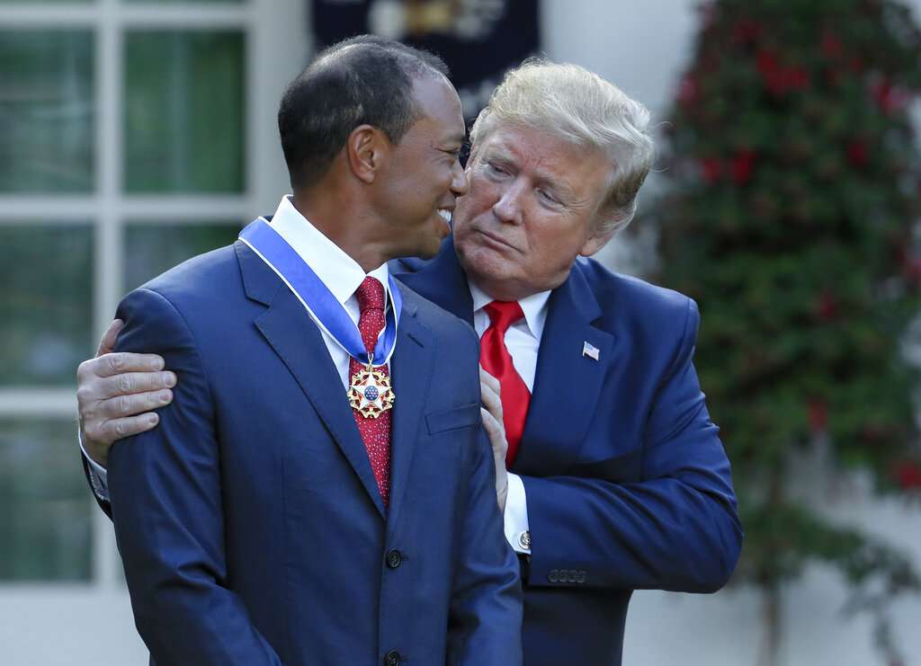 Donald Trump awards highest US civilian honour to Tiger Woods