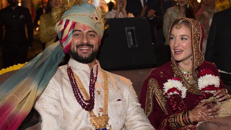 Arunoday Singh with wife Lee Elton
