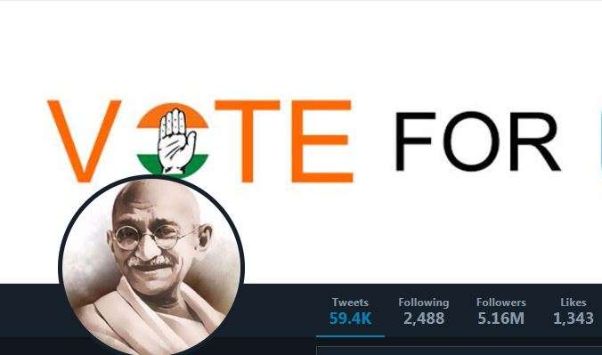 After Godse row, Congress switches to Mahatma Gandhi's image on twitter profile