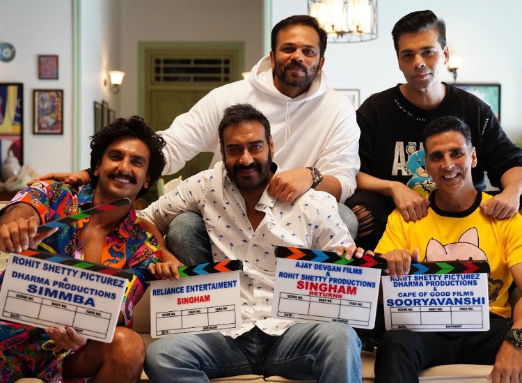 Akshay Kumar, Rohit Shetty kickstart Sooryavanshi with Ranveer Singh and Ajay Devgn by their side, check pics