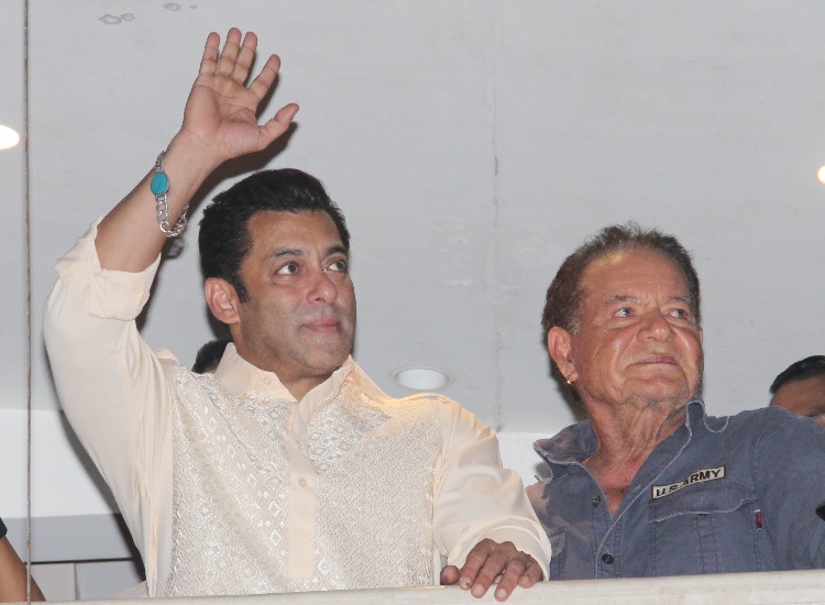 Salman Khan greets legions of fans gathered outside his house on Eid