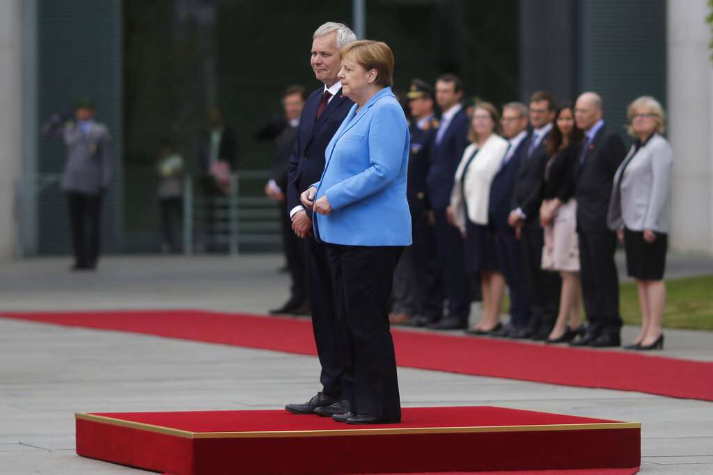 German Chancellor Angela Merkel seen shaking for 3rd time in a month