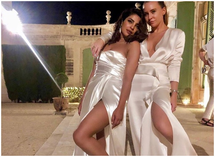 In white silk strapless gown, Priyanka Chopra is a vision at Sophie Turner and Joe Jones's pre-wedding dinner