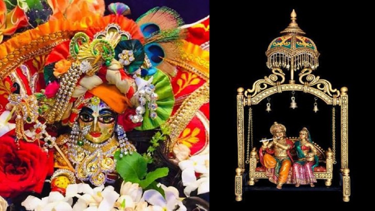 Metal Swing Laddu Gopal Krishna Kanha Palna Jhula Swing Figurine Temple  Worship | eBay