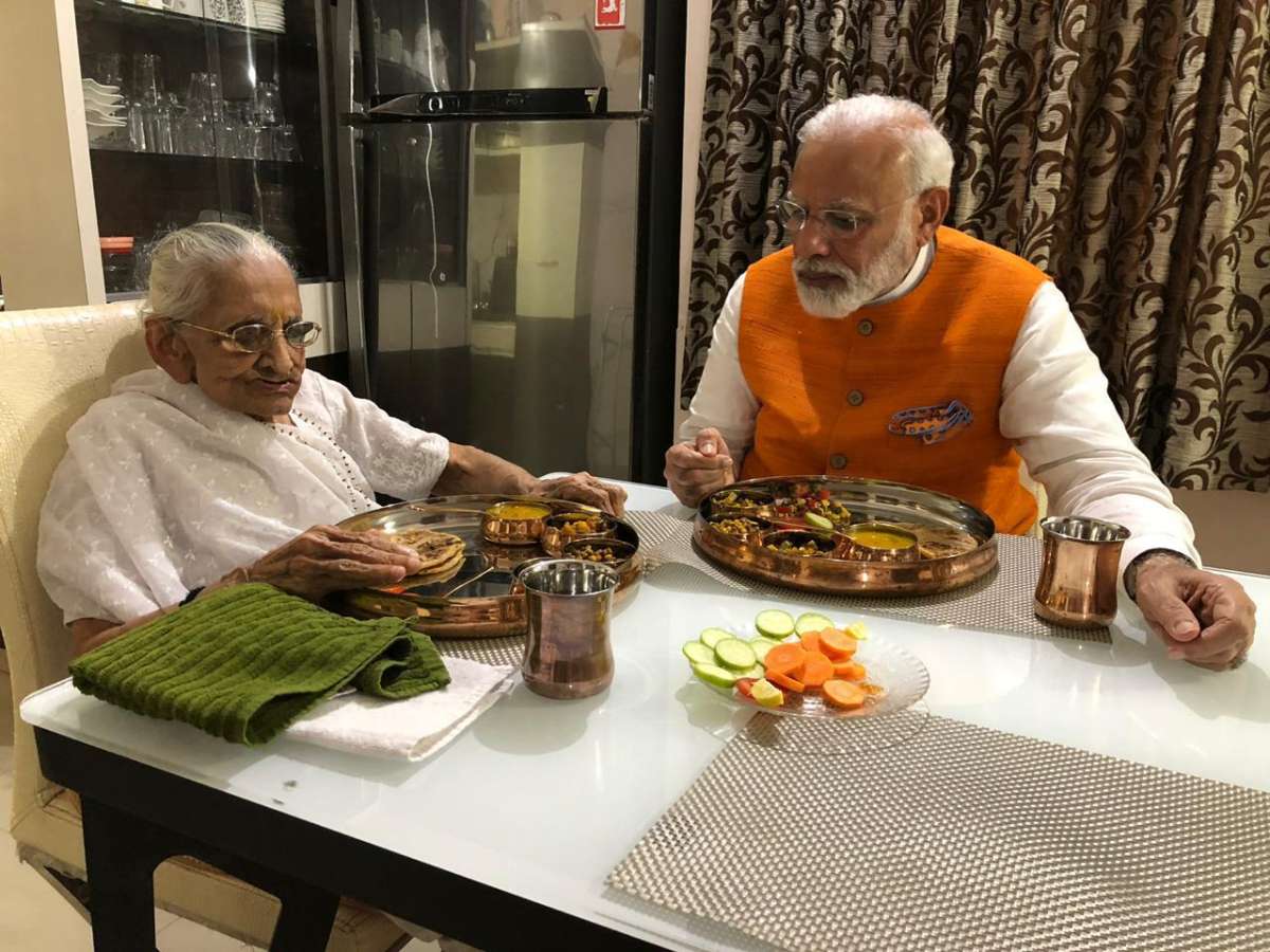 PM Modi meets mother Heeraben on his 69th birthday. See adorable pictures