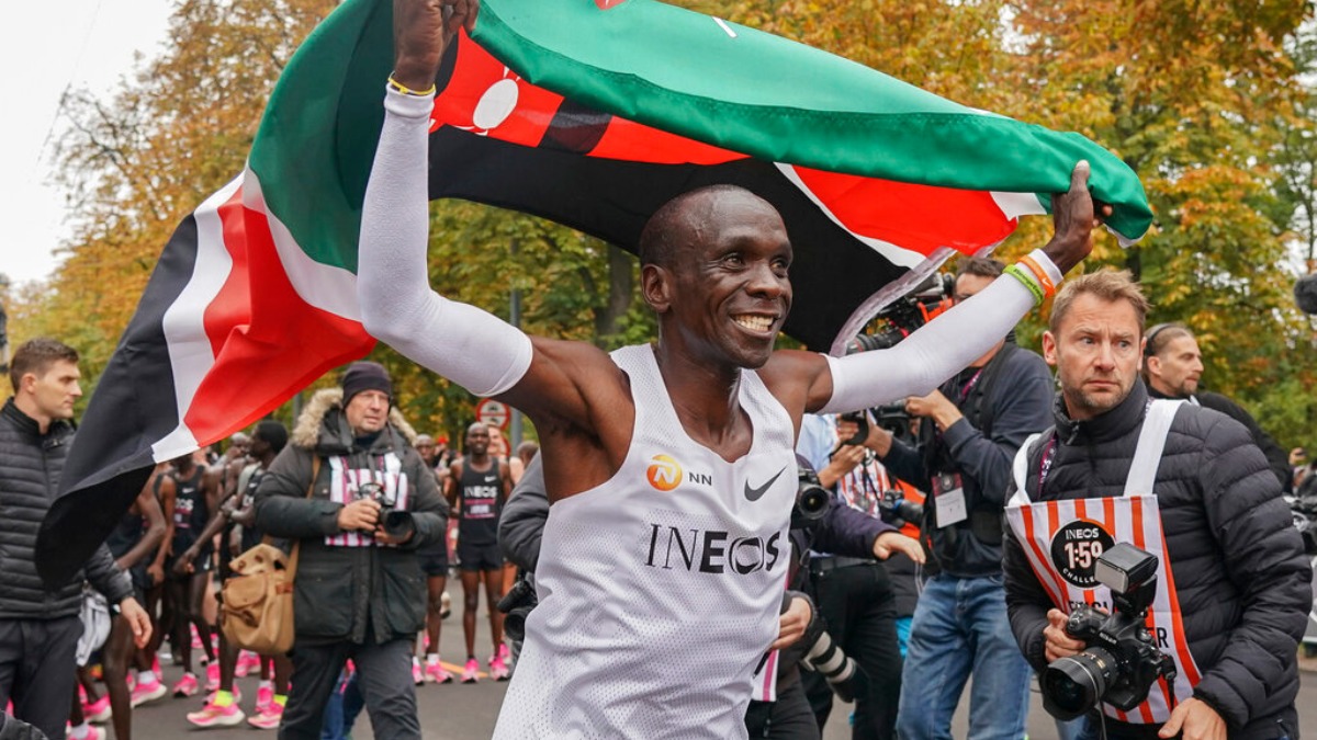 Eliud Kipchoge becomes first in world to complete marathon under 2 hours