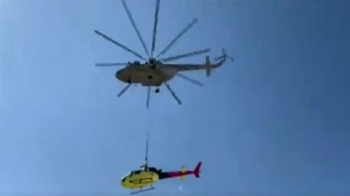 IAF choppers transport wreckage of pvt aircraft that crashed near Kedarnath shrine