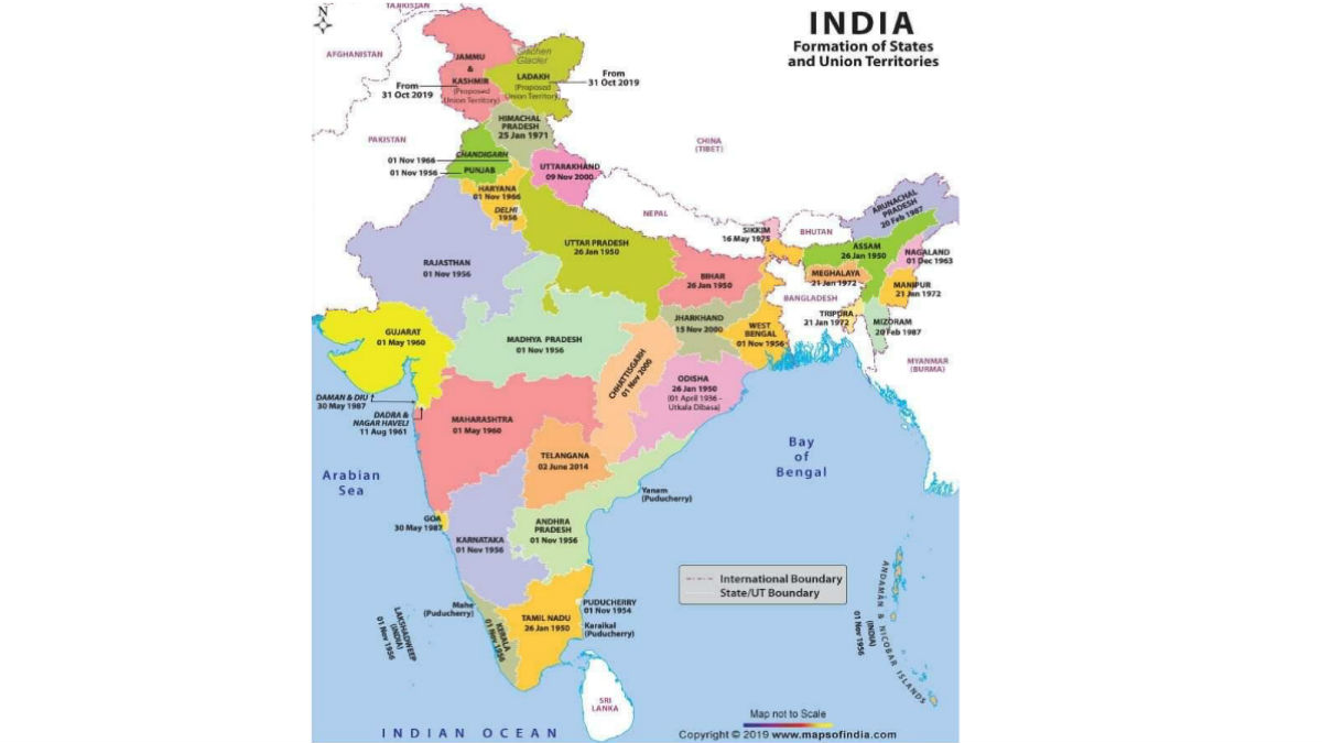 India Map With States And Union Territories 2020 India Remapped: Here's The Revised List Of States And Uts | Education News  – India Tv