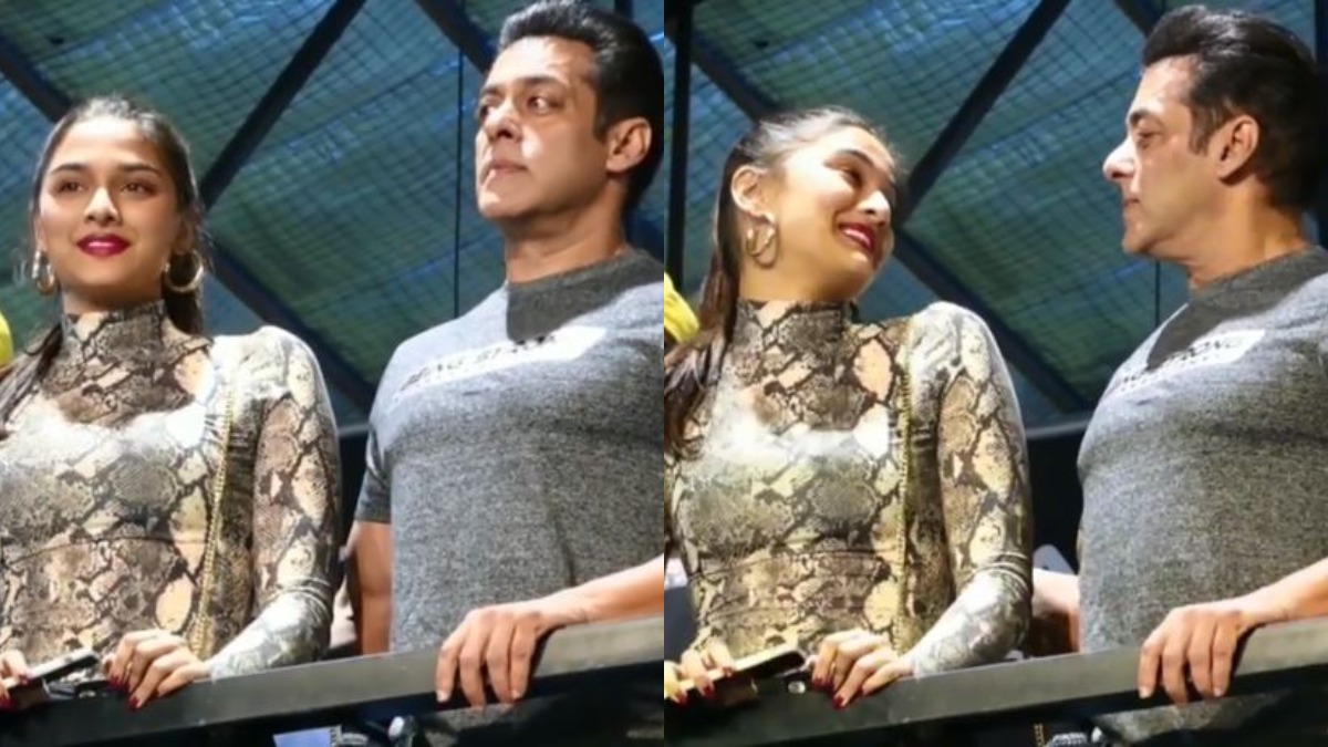 Salman Khan Comforts Nervous Saiee Manjrekar At Dabangg 3 Promotions Watch Video India Tv 