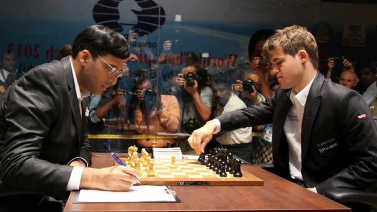 Viswanathan Anand vs Magnus Carlsen: Anand beat Carlsen to reach top spot  in Norway tournament - myKhel