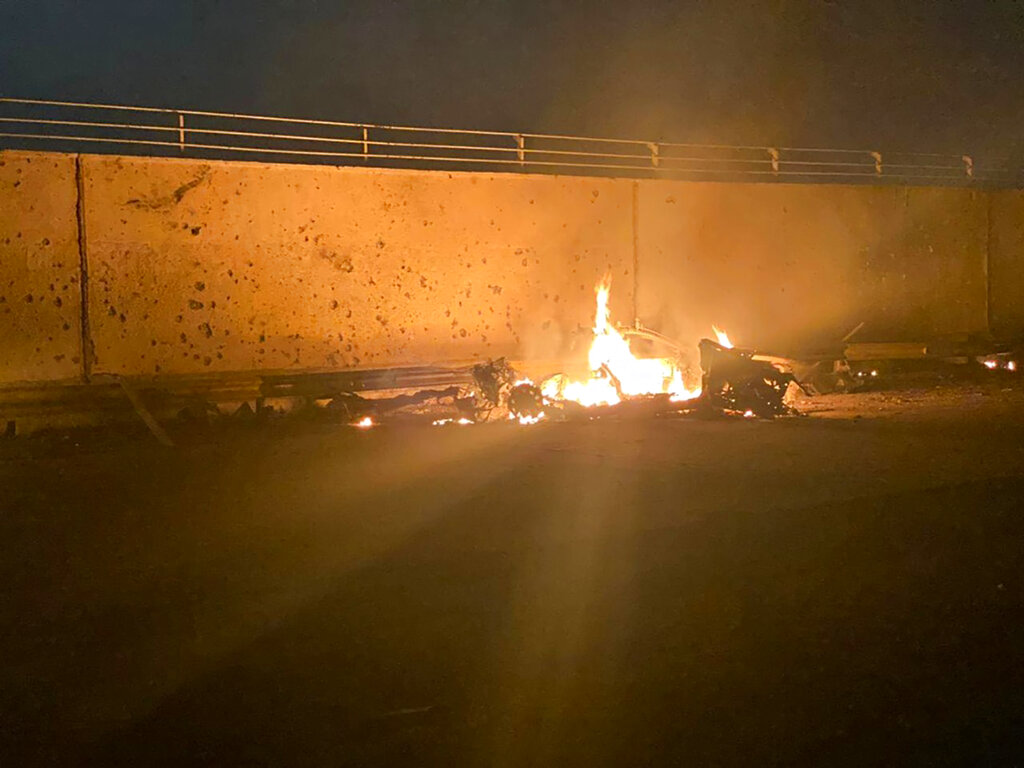 Burning vehicles and deserted roads: Photos, videos from US strike in Baghdad that killed Qasem Soleimani