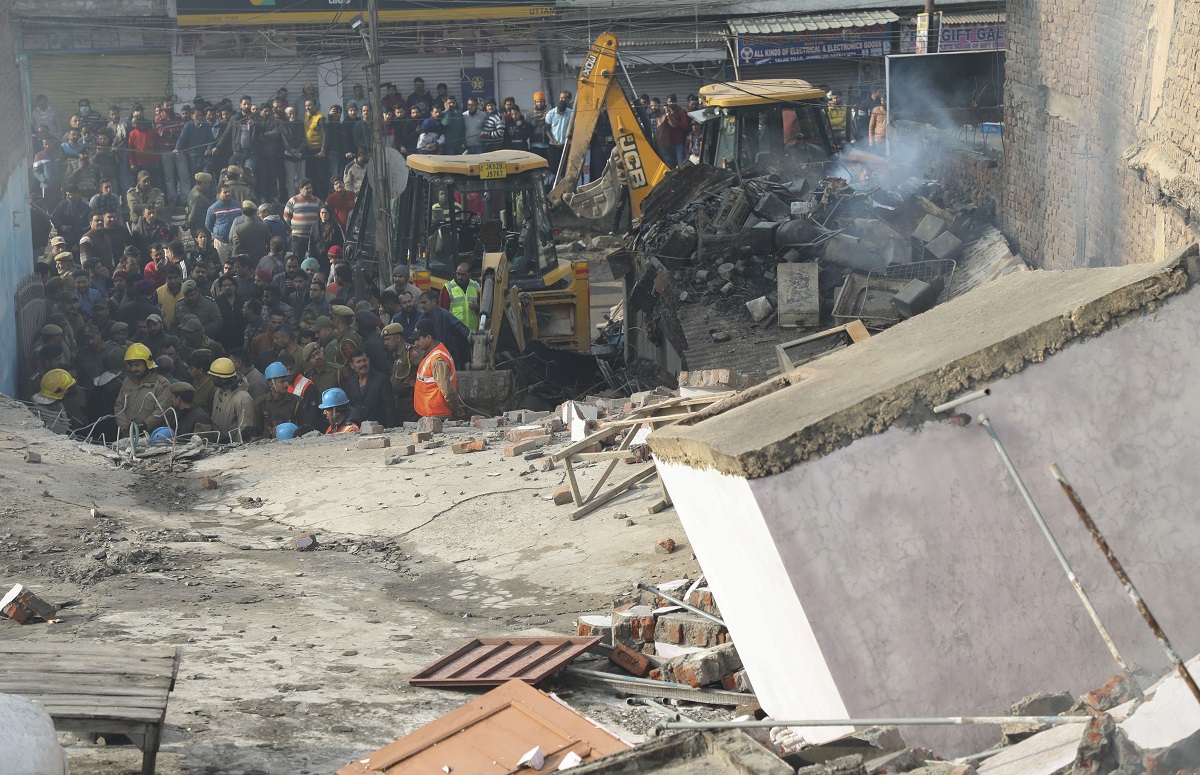 Three-storey building collapses following fire in Jammu, several trapped