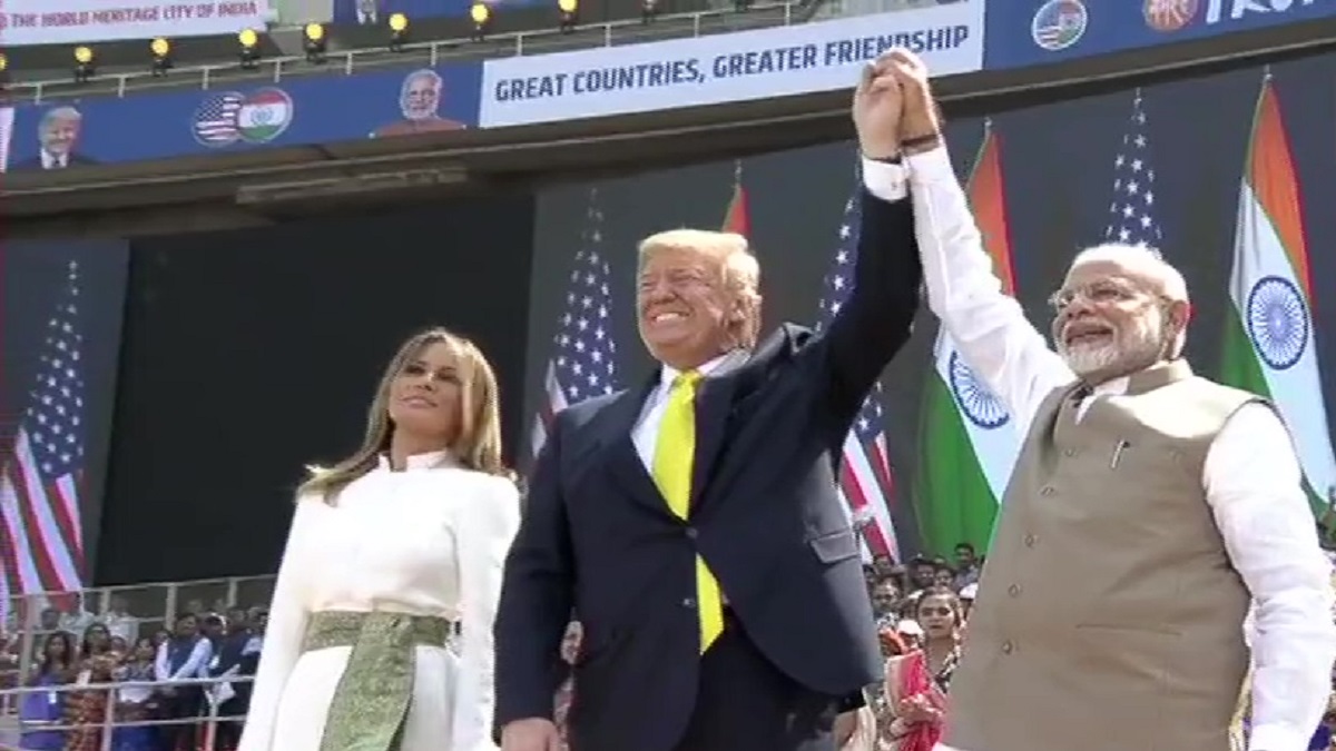 PM Modi welcomes US President, first lady Melania to 'Namaste Trump' event at Gujarat's Motera stadium