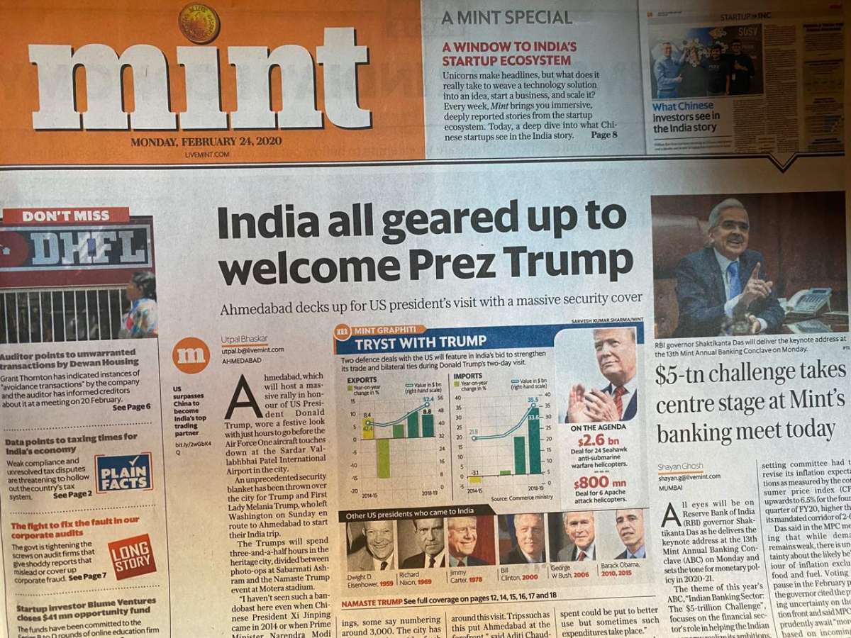 Trump In India What Newspaper Headlines Are Saying Ahead Of Potus Visit India News India Tv