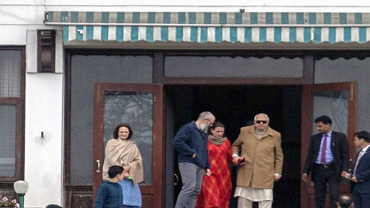 Day after release, Farooq Abdullah meets son Omar in sub-jail in Srinagar | Photos