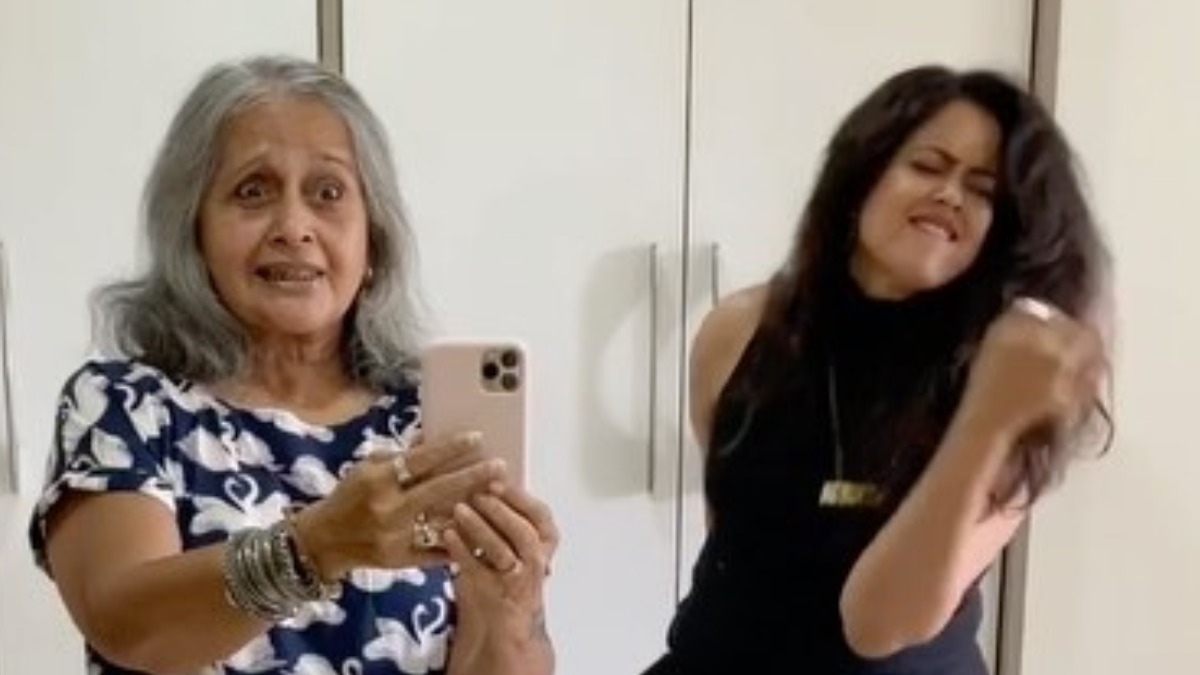 Sameera Reddy’s mother-in-law joins her as she takes flip the switch challenge, watch video