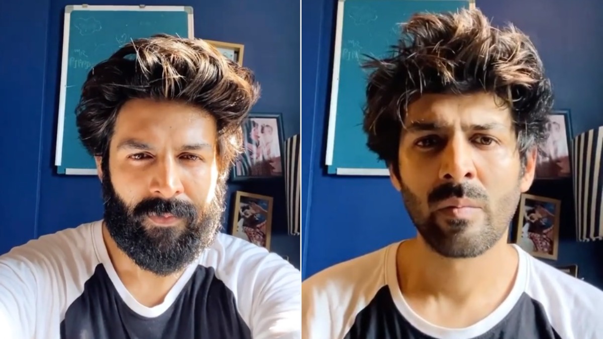 Kartik Aaryan gets rid of his beard accidentally, shares video and says,  'mummy sahi khel gayi' | Celebrities News – India TV