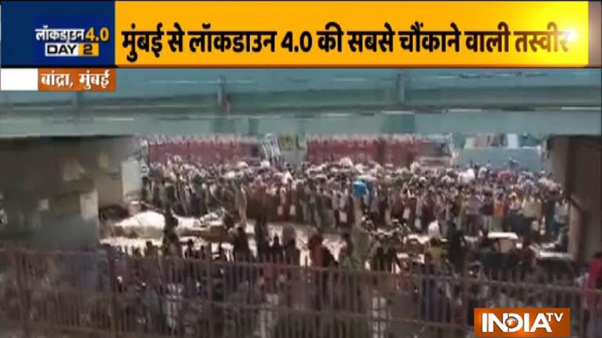 Mumbai: Thousands of migrants gather at Bandra railway station after rumours of special trains