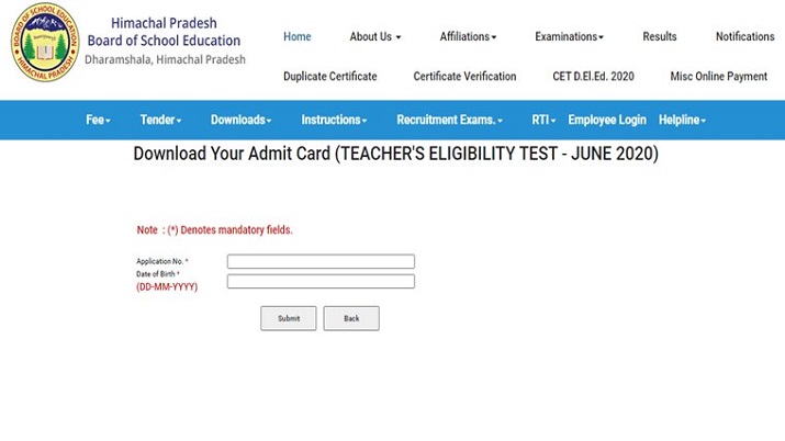 HP TET Admit Card 2020 released. Direct link to download