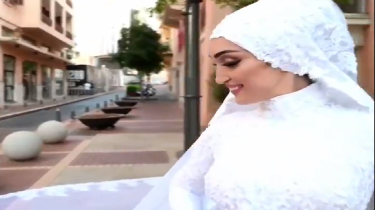 Watch: Horrifying! Bride's wedding shoot captures Beirut explosion as she poses for picture, video surfaces