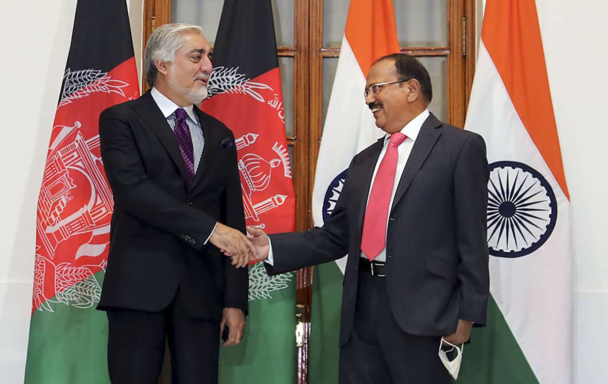 Head of Afghan peace council Abdullah Abdullah holds talks with NSA Doval