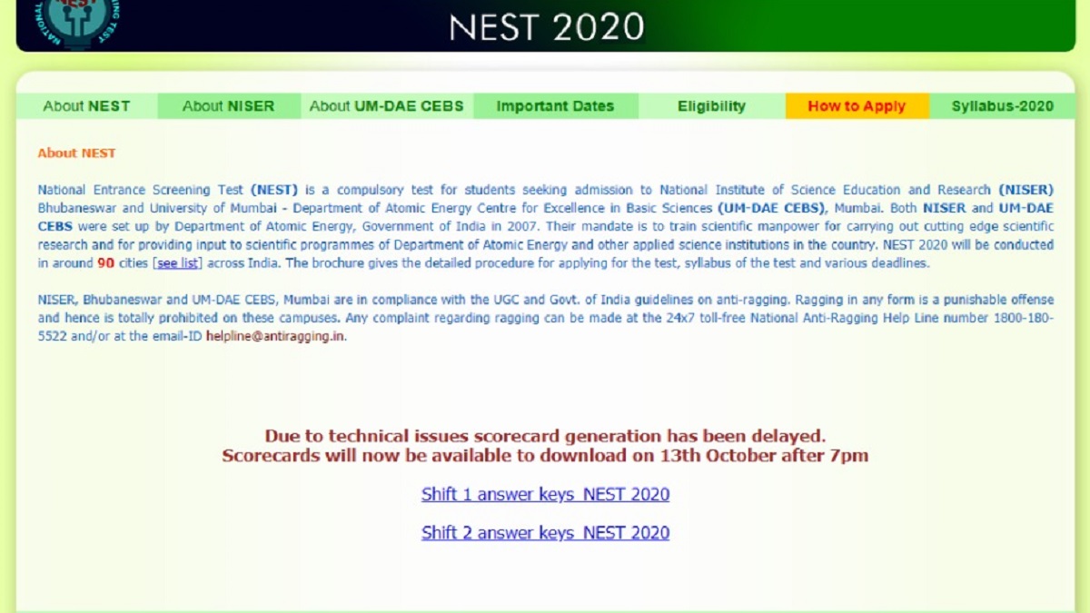 NEST Result 2020 to be declared today. Check time, where, how to check the result