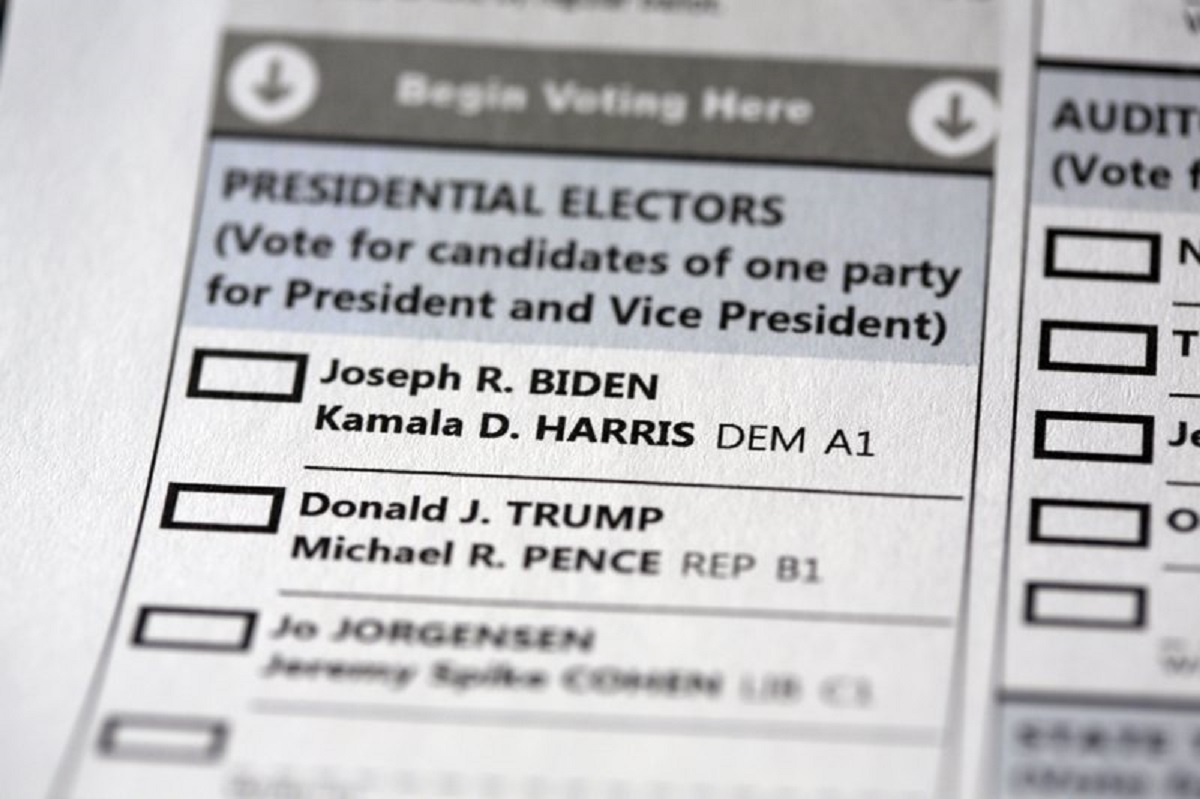 A mail-in official ballot for the 2020 General Election in the United States is shown Monday, Oct. 12, 2020 in Havertown, Pa.&nbsp;