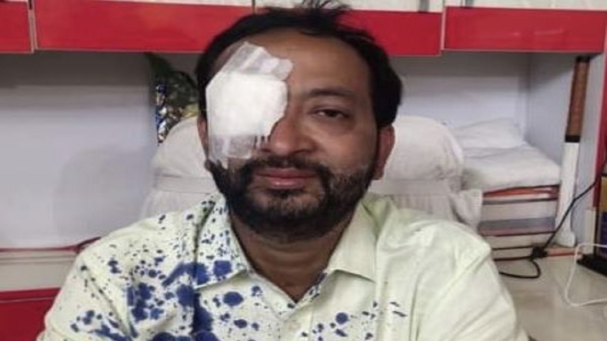 Dr. Rameshwar Kumar was attacked by Chemical Ink in which his cornea was damaged.