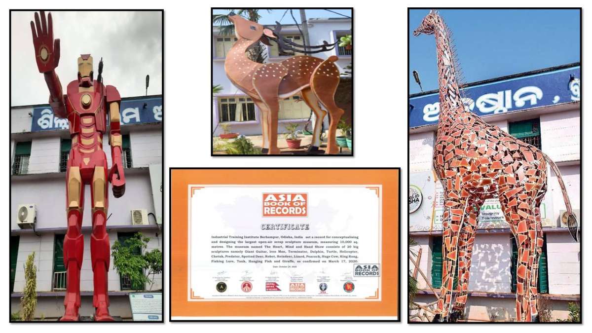 ITI Berhampur enters Asia Book of Records for its largest open air Scrap Sculpture Park