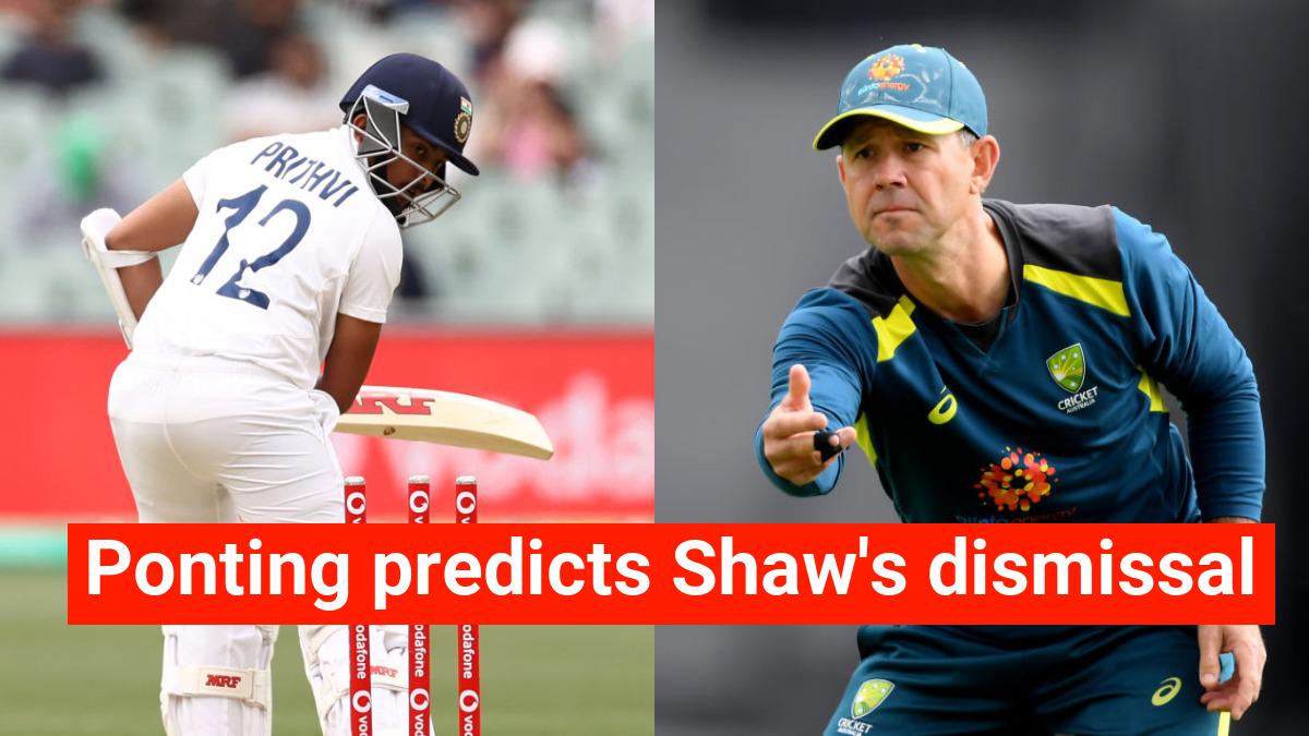 Watch: Ricky Ponting predicts Prithvi Shaw's dismissal during commentary in Pink Ball Test