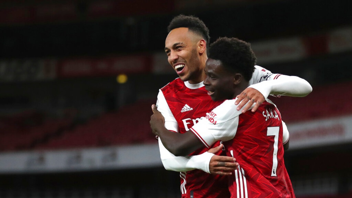 Aubameyang, who hadn&rsquo;t scored in the league since Dec. 16, broke the deadlock in the 50th minute before Bukaya Saka added a second with style in the 61st.
