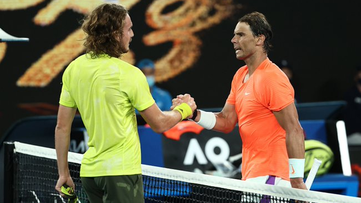 Stefanos Tsitsipas Rallies From Two Sets Down To Stun Rafael Nadal At Australian Open 2021 Quarterfinal Tennis News India Tv