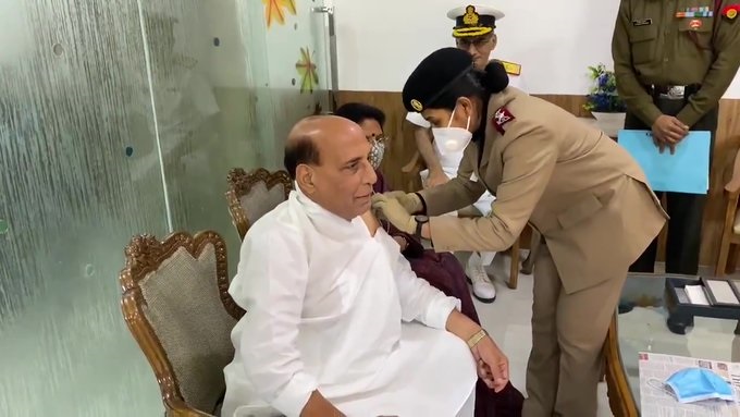 'Bas ho gaya': Rajnath Singh gets his first dose of COVID vaccine