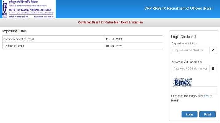 IBPS RRB Officers Scale I Final Result declared.&nbsp;