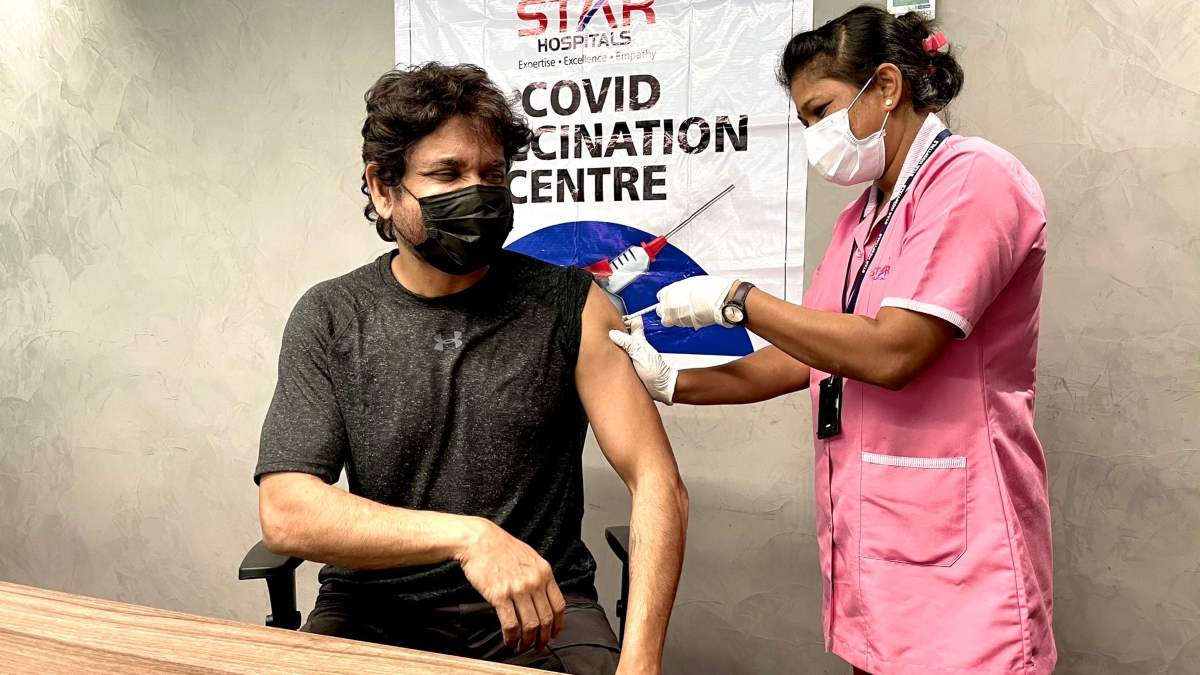 Nagarjuna Akkineni receives first dose of COVID 19 vaccine, shares pics with fans