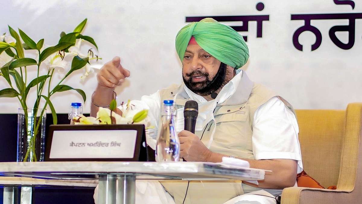 Punjab Chief Minister Captain Amarinder Singh addresses media via video conferencing in Chandigarh.