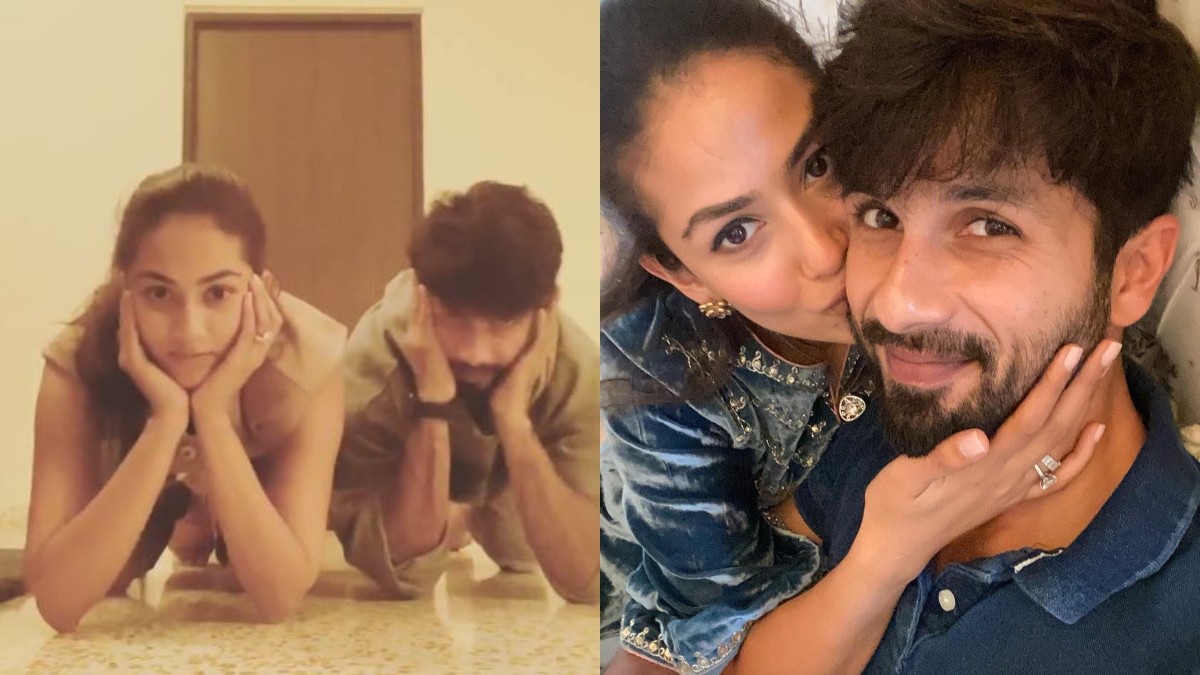 Shahid Kapoor Takes Center Of Gravity Challenge With Wife Mira Rajput Watch Video Celebrities News India Tv