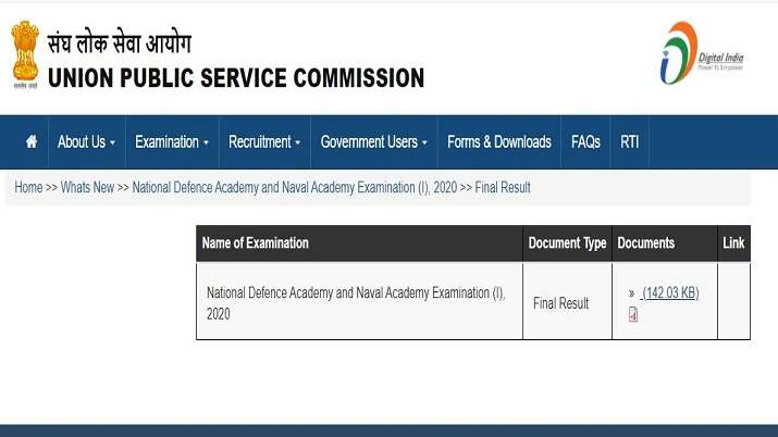 UPSC NDA and Naval Academy Results 2020 declared at upsc.gov.in – India TV