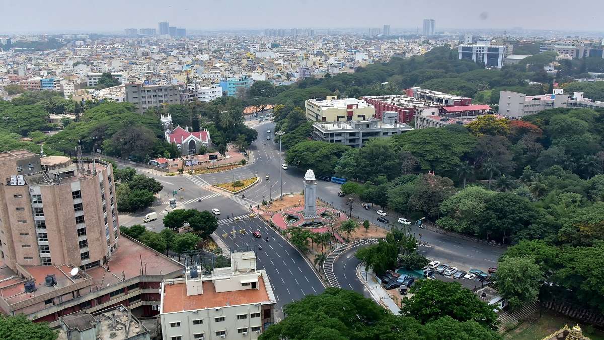 A bird eye view of the city during Lockdown amid coronavirus second wave in Bengaluru.