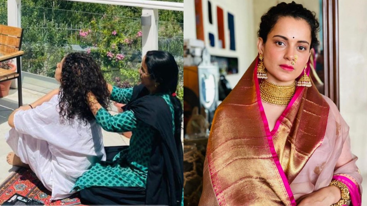 Kangana Ranaut enjoys head massage by her mother in Manali | PIC