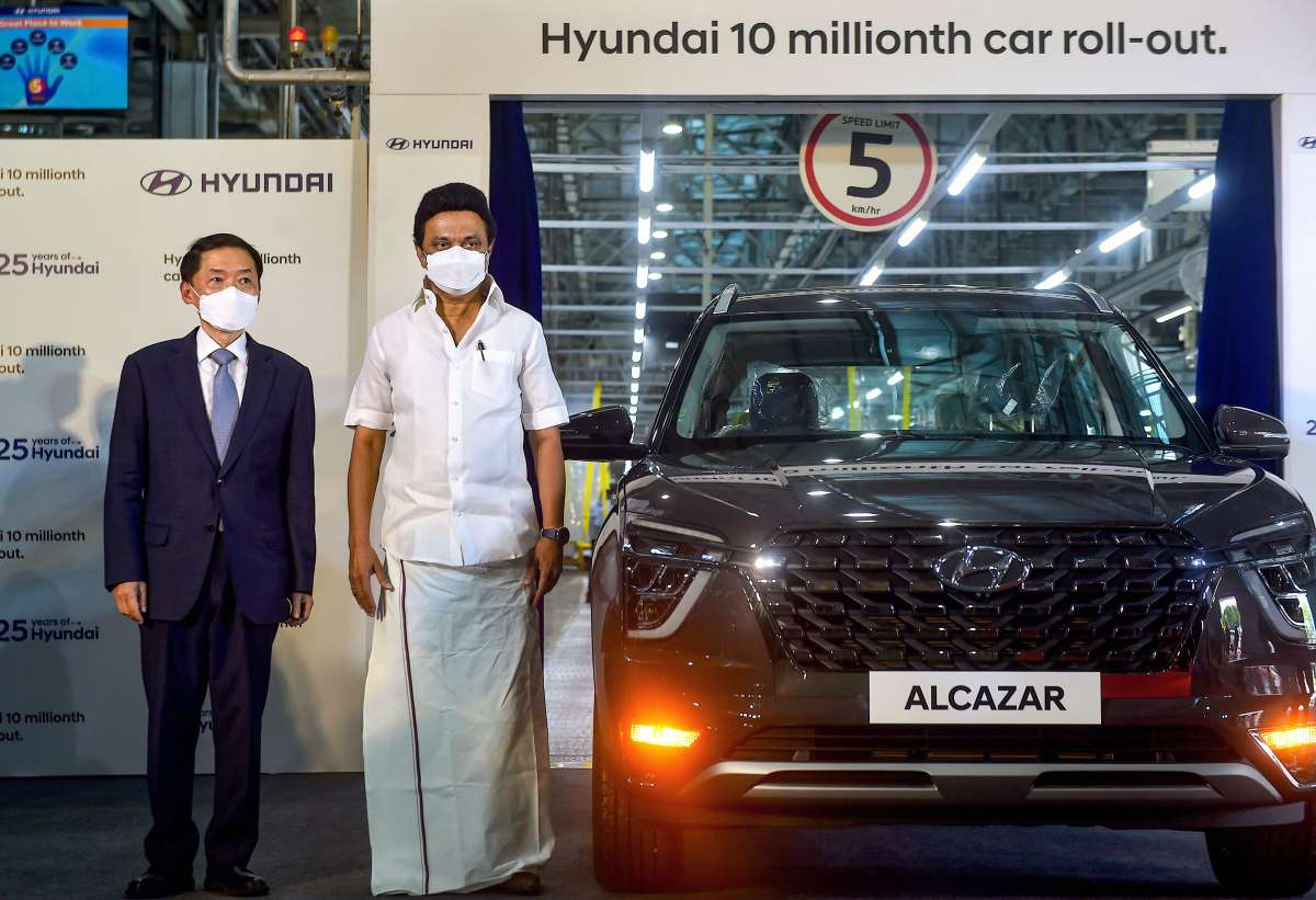 Hyundai rolls out 10 millionth vehicle - Alcazar SUV - from Tamil Nadu plant