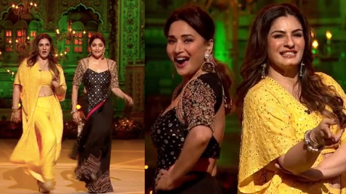 Dance Deewane 3 Madhuri Dixit Raveena Tandon S Dance Off On Dhak Dhak And Tip Tip Barsa India Tv