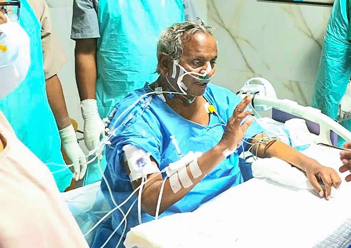 Former UP chief minister Kalyan Singh receives treatment at SGPGIMS hospital in Lucknow