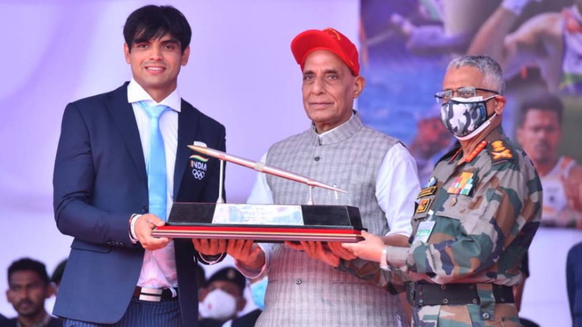 Rajnath Singh felicitates Defence Forces Olympians, renames ASI stadium after Neeraj Chopra