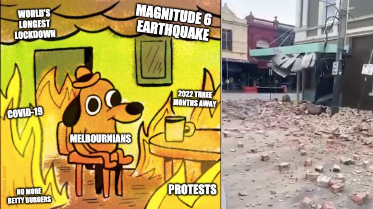 Meme fest begins on Twitter after major earthquake rocks Melbourne following weeks of lockdown & protests