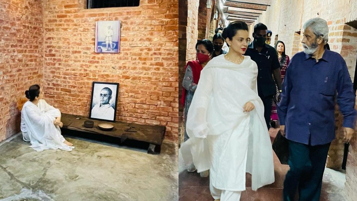 Kangana Ranaut pays gratitude to Veer Savarkar as she visits his cell in Kala Pani during Tejas shoot | PICS