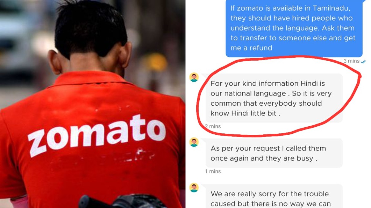 #RejectZomato trends after chat support executive asks Tamil Nadu customer to learn 'national language Hindi'
